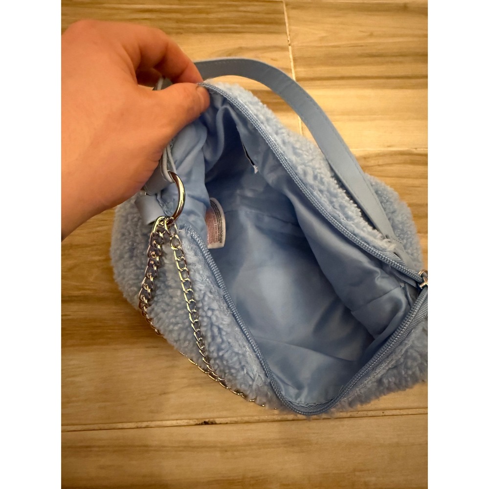 Disney Stitch Primark Blue Sherpa Fleece Chain Shoulder Bag Baguette Purse - Picture 8 of 8